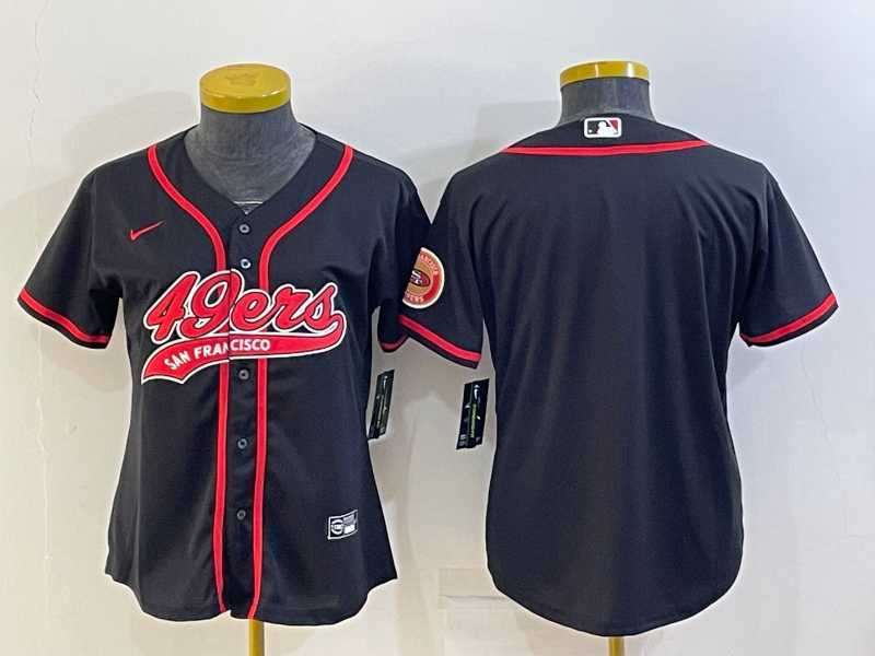 Women%27s San Francisco 49ers Blank Black With Patch Cool Base Stitched Baseball Jersey